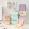 Kawaii Pastel Flip-Top Storage Bins – Stackable Desk Organizers