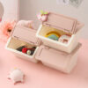 Kawaii Pastel Flip-Top Storage Bins – Stackable Desk Organizers