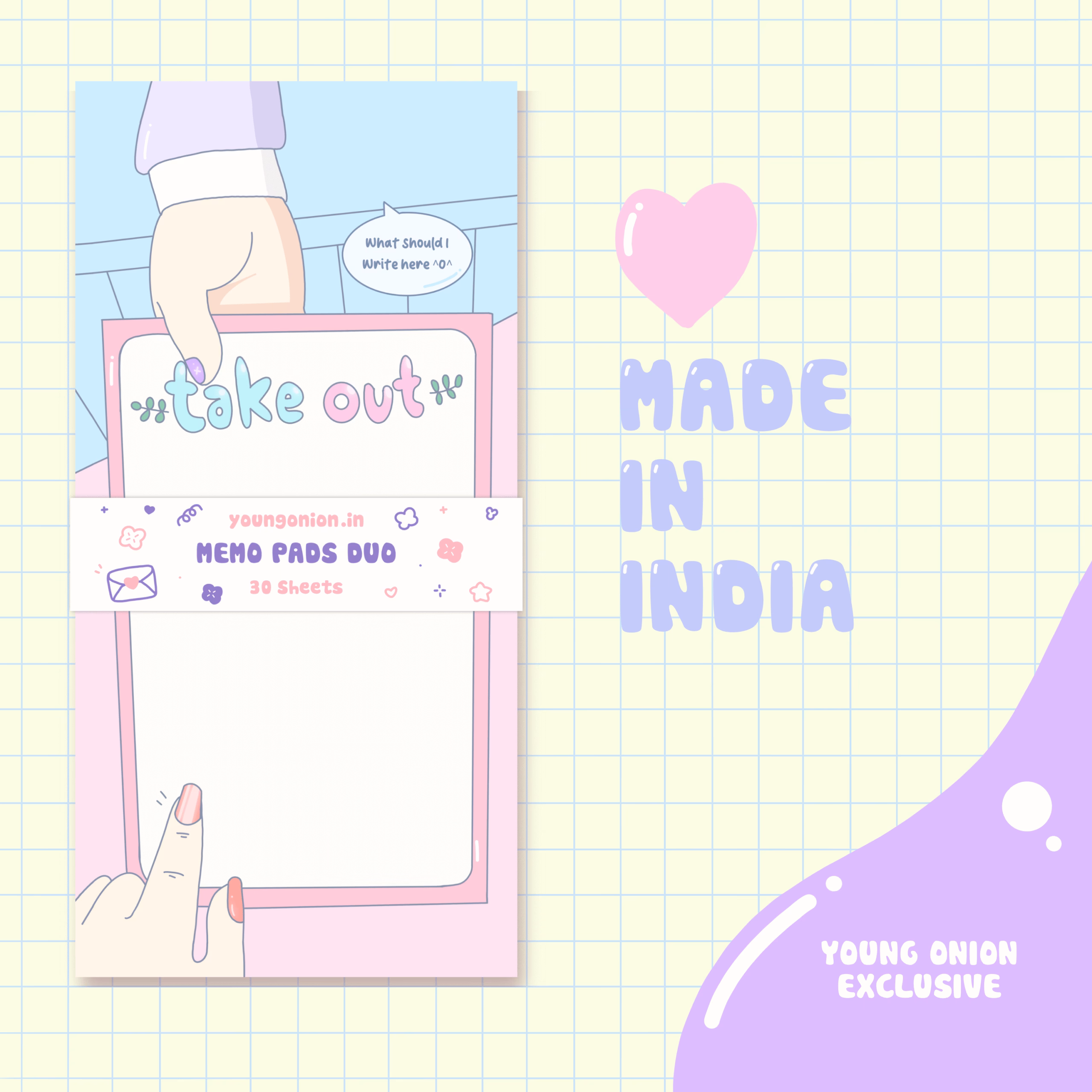 Take Out – Long Memo Pad (30 Sheets) - Young onion exclusive - Korean / Japanese Themed
