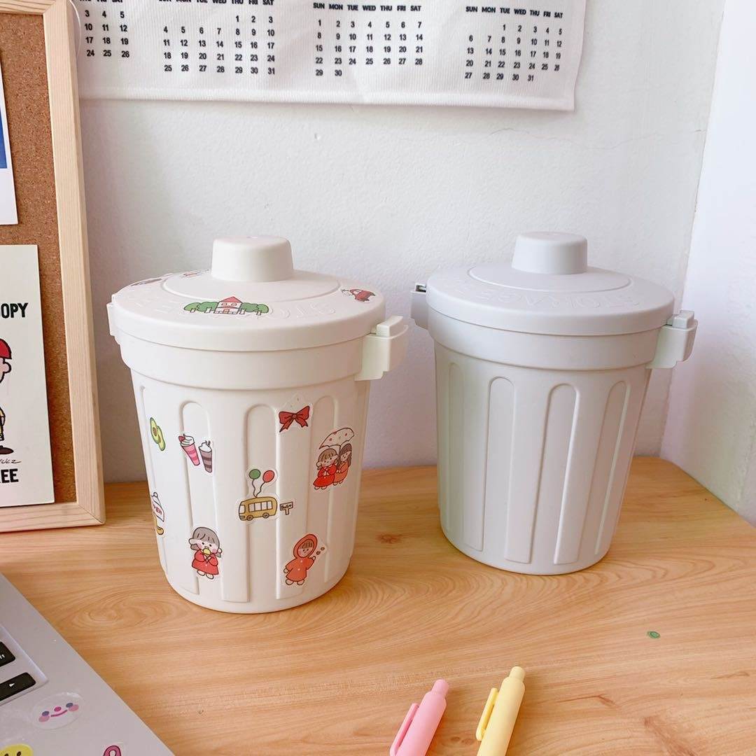 Desktop Mini Trash bin / Pen Holder with sticker