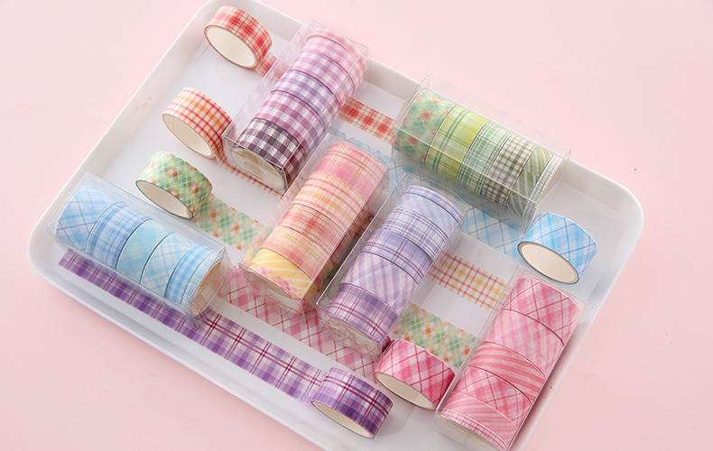 Kawaii Washi Tape - Grid Pattern - Pack of 6 - Random