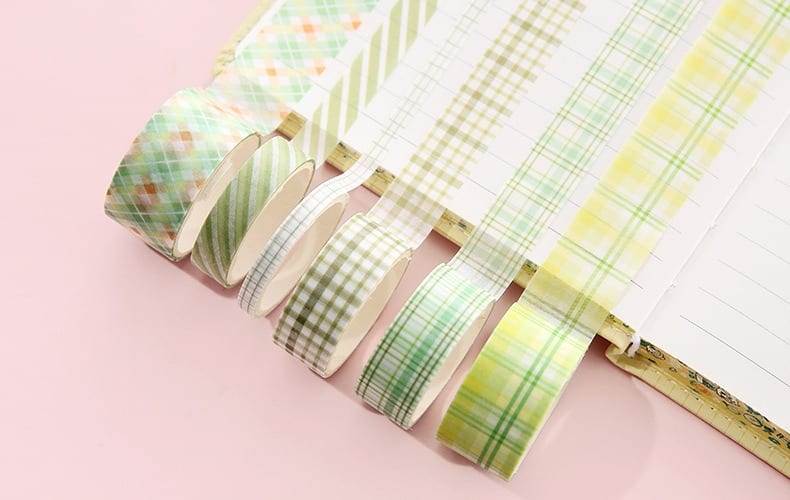 Kawaii Washi Tape - Grid Pattern - Pack of 6 - Random