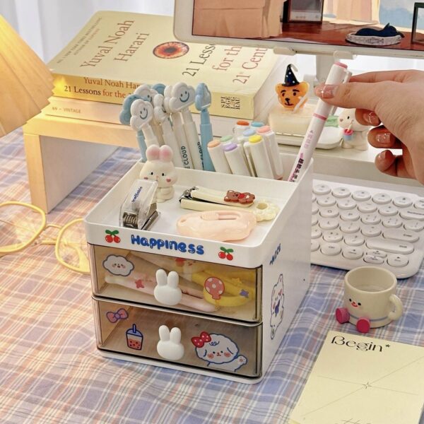 Desk Organiser with Large Storage Capacity - 2 Tray & 2 Pen Holder (without stickers)